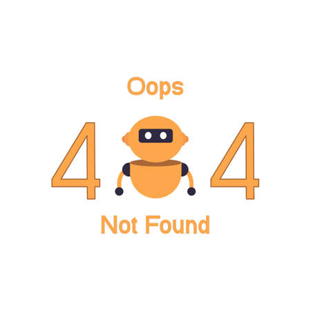 404 page not found website with little robot robotic and illustrationのイラスト素材
