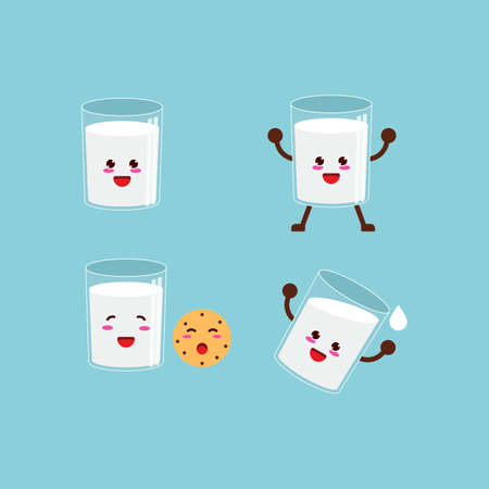 Milk glass cartoon doodle breakfast Icon illustrationのイラスト素材