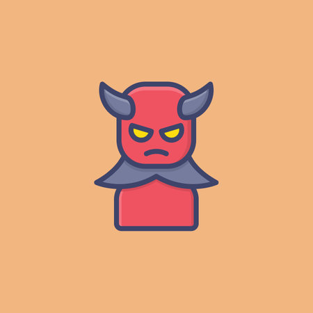 Devil Satan Avatar Filled Outline Icon illustrationのイラスト素材