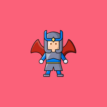 Warrior Knight Cute Doodle Icon  illustration