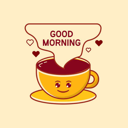 Good Morning Coffee time breakfast cute illustrationのイラスト素材