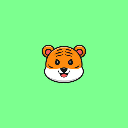 Cute head tiger character cartoon illustrationのイラスト素材