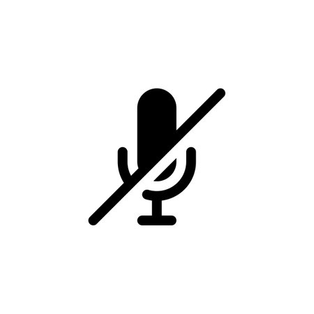 no microphone glyph solid style icon and illustration - vectorのイラスト素材