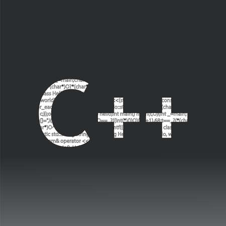C++ language sign. Vector illustration. C++ programming language on a black backgroundのイラスト素材