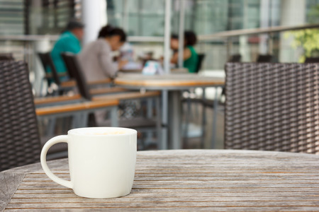 cup of coffee on table at coffee shopの写真素材