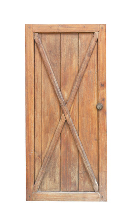 Old wooden door isotlated on white backgroundの写真素材