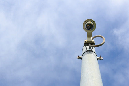 cctv camera on sky with clouds background