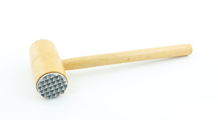 Wooden meat hammer on white backgroundの写真素材