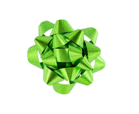 Green bow isolated on white backgroundの写真素材