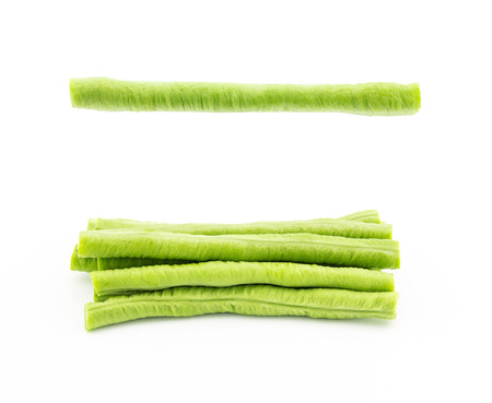 set of yard long bean on white backgroundの写真素材