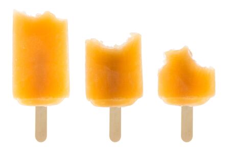 set of bitten orange sticky iceの写真素材