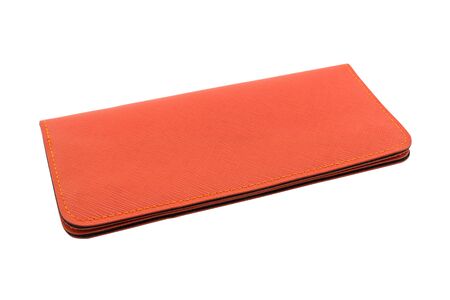 orange leather lady purse isolated on white background