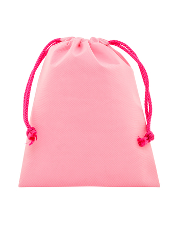pink spunbond fabric bag isolated on white backgroundの写真素材