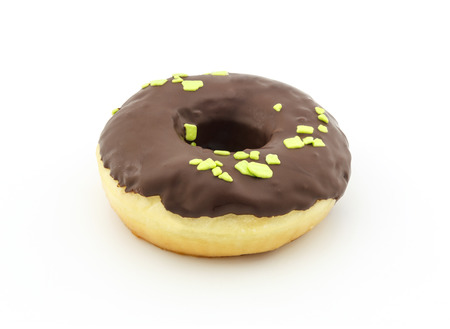 chocolate donut on white backgroundの写真素材