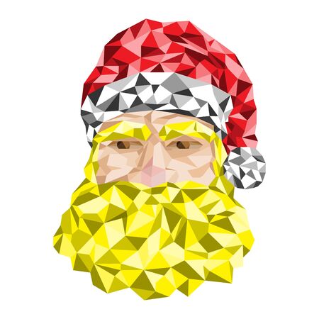 Santa claus face polygon isolated on white backgroundのイラスト素材