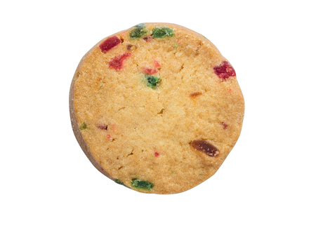 Mixed dried fruits cookies isolated on a white backgroundの写真素材