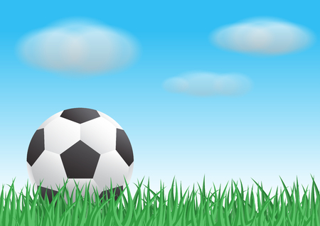Football on grass with clouds and sky backgroundのイラスト素材