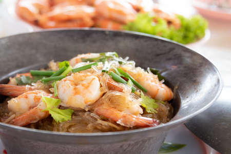 shrimps baked with glass noodles. Thai foodの写真素材