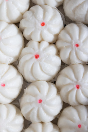 Top view of steamed stuffed buns or steamed dumpling. Chinese foodの写真素材