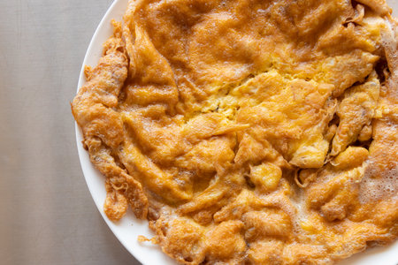 Top view of omelette on plate. Thai-styleの写真素材