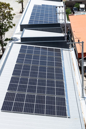 top view of solar cells on the roof