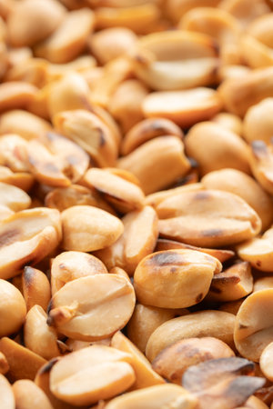 Pile of roasted peeled peanuts. Close-Up shotの写真素材