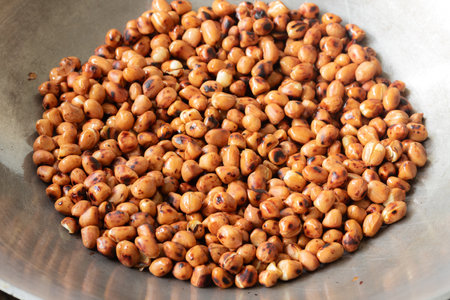 roasted peanuts in a wok
