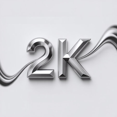 Large 2K 3D text logo with futuristic metallic chrome finishの素材