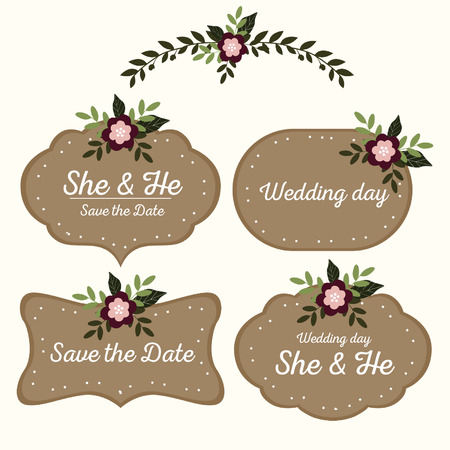 Vintage wedding labels with fun styleのイラスト素材