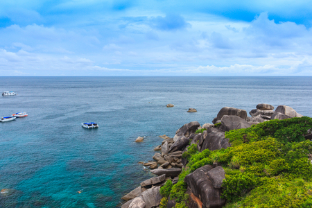 Beautiful tropical sea and blue sky of Similan island, Phang-nga, Thailandの写真素材