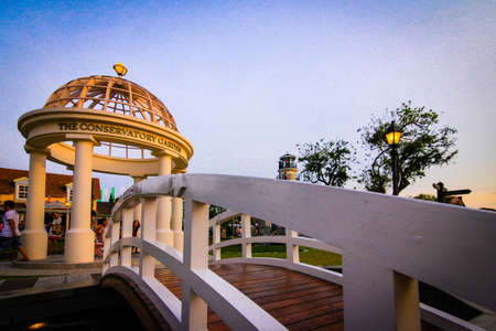 bridge to the outdoor pavilionの写真素材