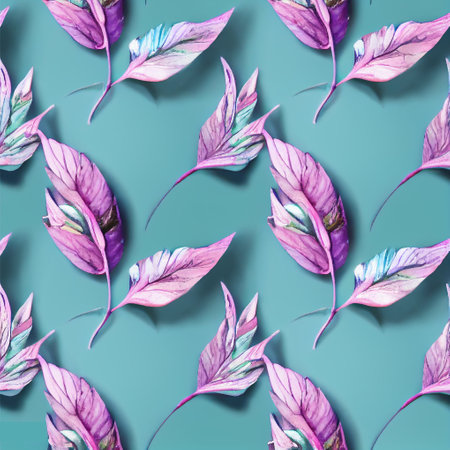 Tropical pastel leaves in pink, blue, purple delicate color palette. Exotic seamless pattern...