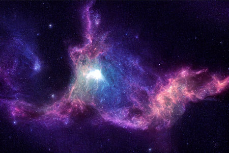 Infinite space background with nebulas and stars.の写真素材