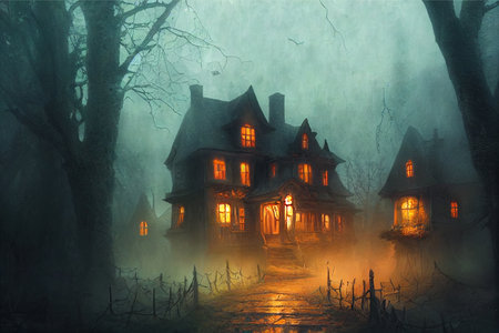 Halloween spooky haunted house.の写真素材