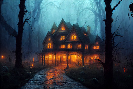 Halloween spooky haunted house.の写真素材