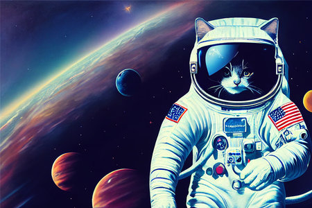 Cat Astronaut in outer space.の写真素材