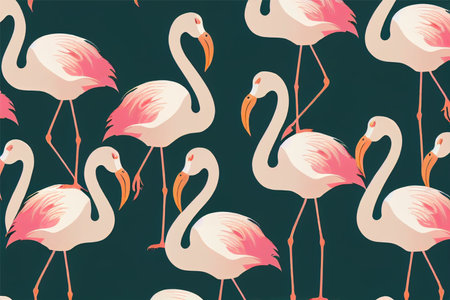 seamless pattern with pink flamingosの写真素材