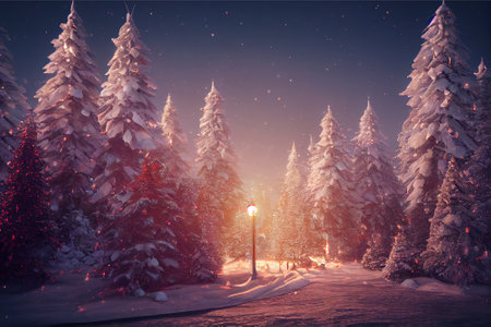 winter landscape with trees and snows.の写真素材