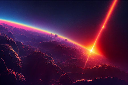 Planets and clouds of star dust. Deep space image.の写真素材