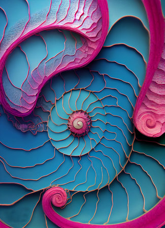 3d render of a spiral Spiral Reef Coral Nautilus Abstract Sea Shell Swirl Wave Pattern.の写真素材
