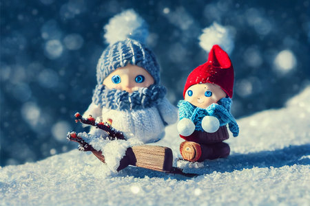 Gnome in scarf and knitted hat.の写真素材