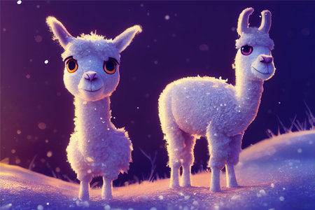 cute llama in the mountains.の写真素材