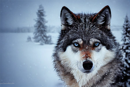 wolf in snow