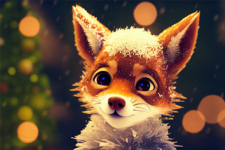 red fox in the snowの写真素材