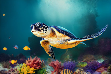 sea turtle swimming in sea