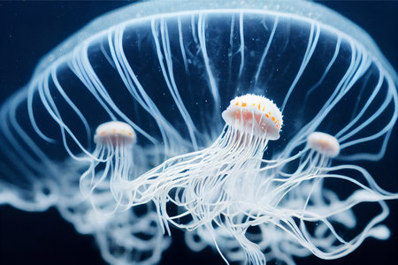 jelly fish in the blue sea