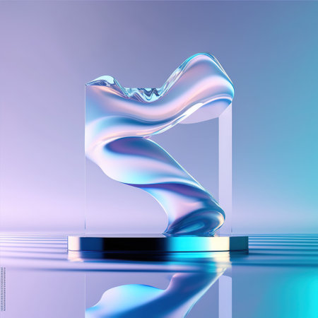 Abstract background, liquid wave shape, podium for product display.の写真素材