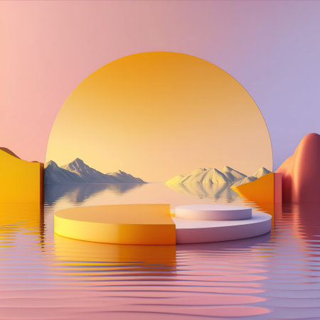 Abstract minimal scene with geometrical forms. 3d render.の写真素材