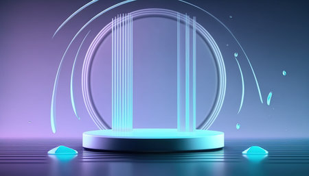 Abstract background with geometric shapes, podium for product presentation. 3d renderの写真素材