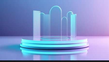 Abstract background with round podium. 3d rendering, 3d illustration.の写真素材